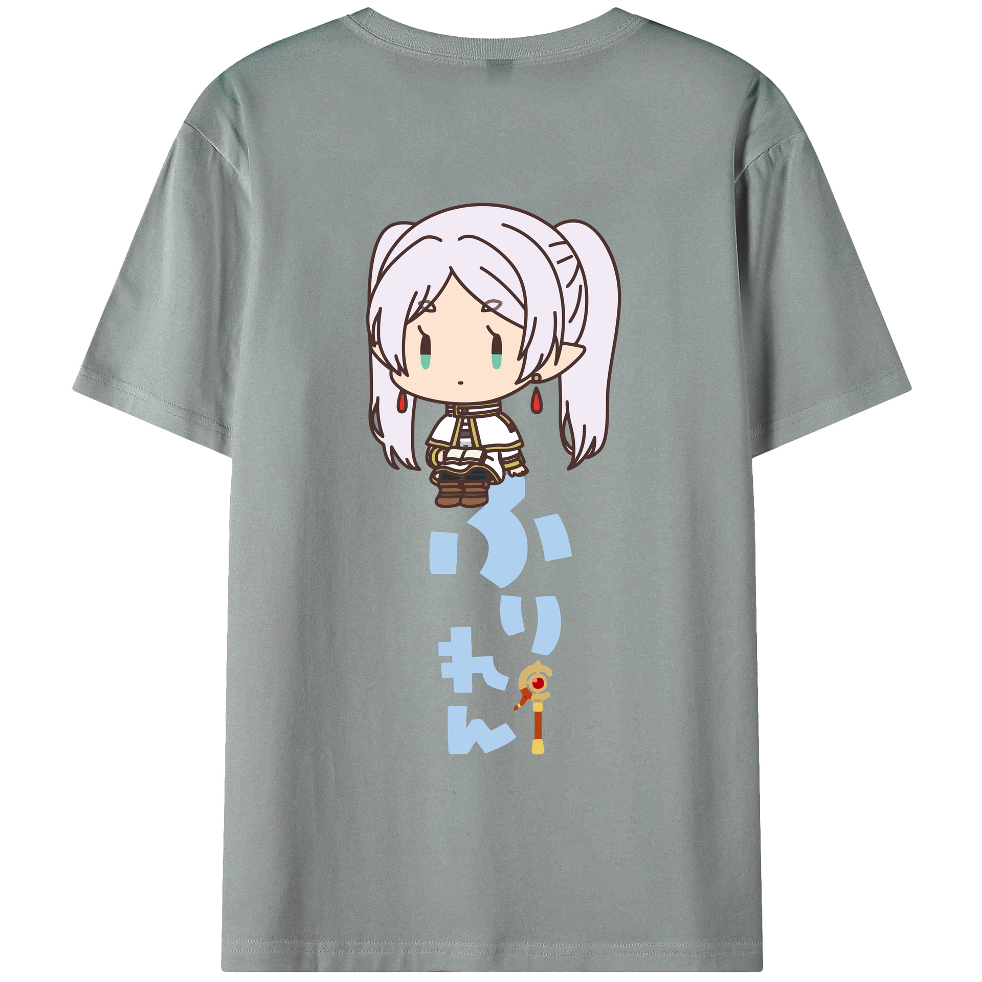 （画像用） 葬送のフリーレン Frieren 綿100％ メンズ半袖Tシャツ（バックプリント） 通気性